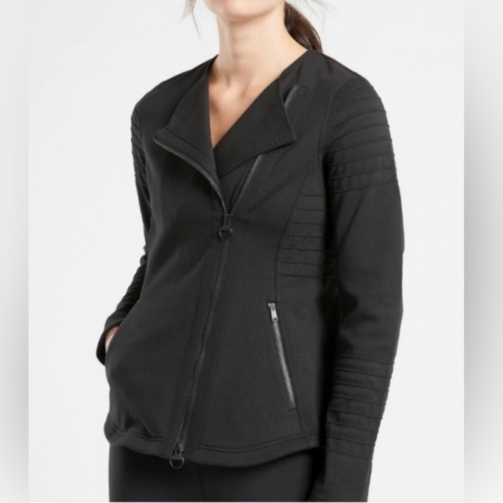 Athleta Black Moto Asymmetrical Utility Jacket 2X